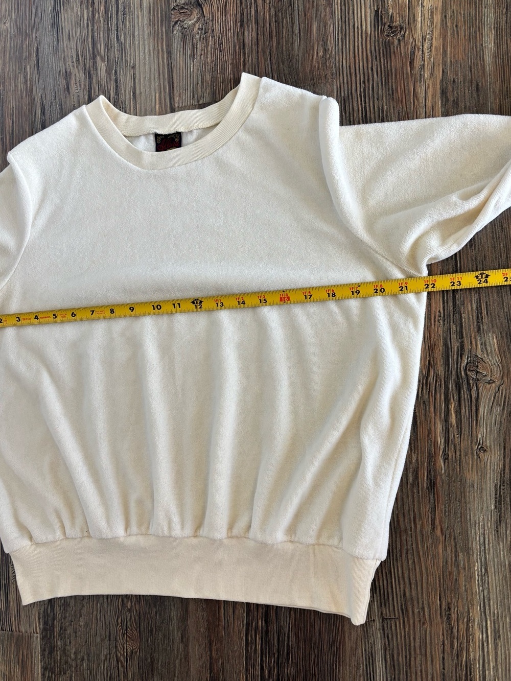 Vtg Allura L/S Crewneck Velour Shirt Womens XL Butter Yellow Made In USA Retro - Picture 7 of 8